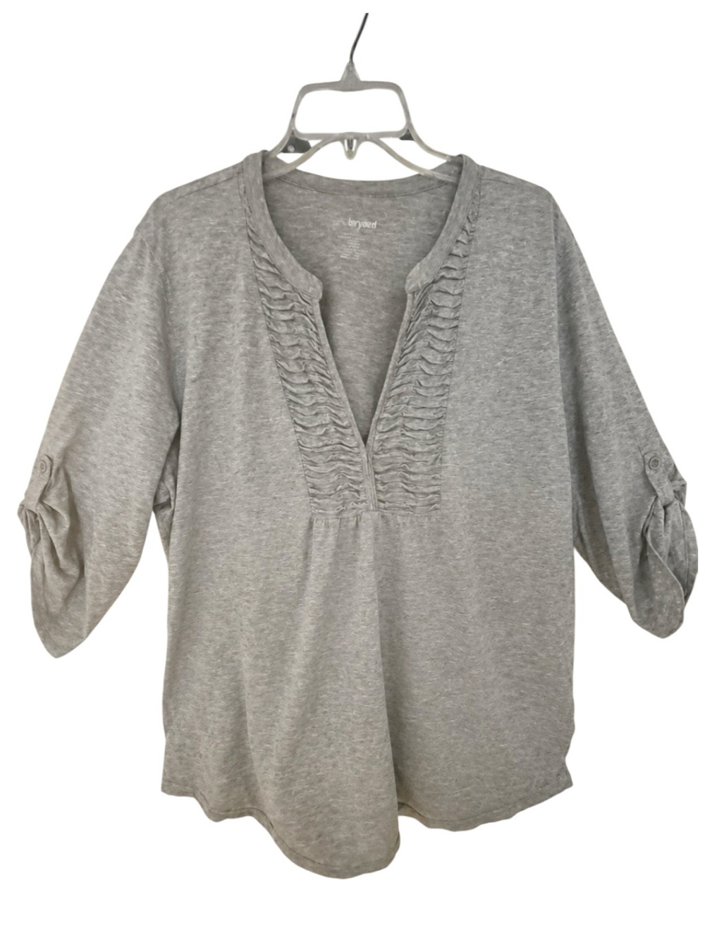 Lane Bryant Gray Pleated V-Neck Womens Top, soft material, plus size 4x, 26/28W